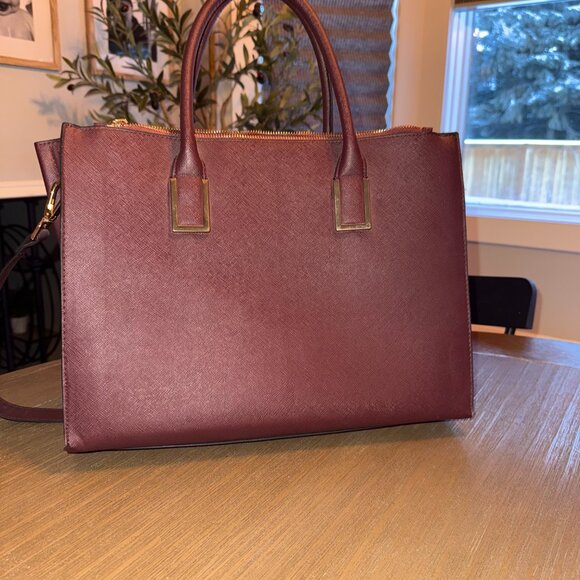 H & M Satchel Handbag BURGUNDY - Picture 3 of 5